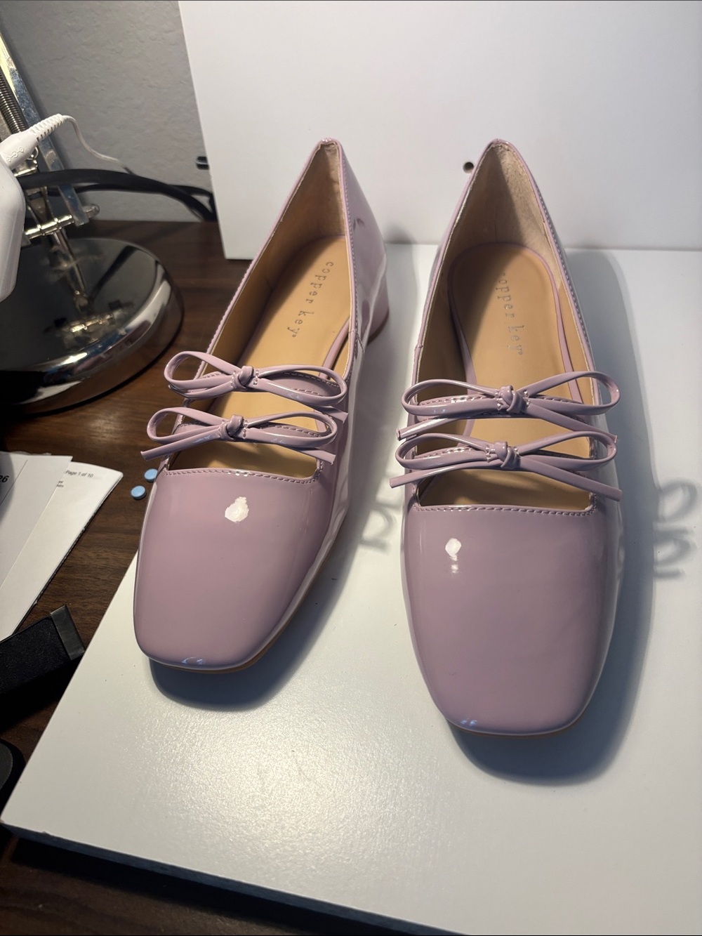 Nwob Copper Key Lilac Patent Bow-Trim Flats - Picture 2 of 5